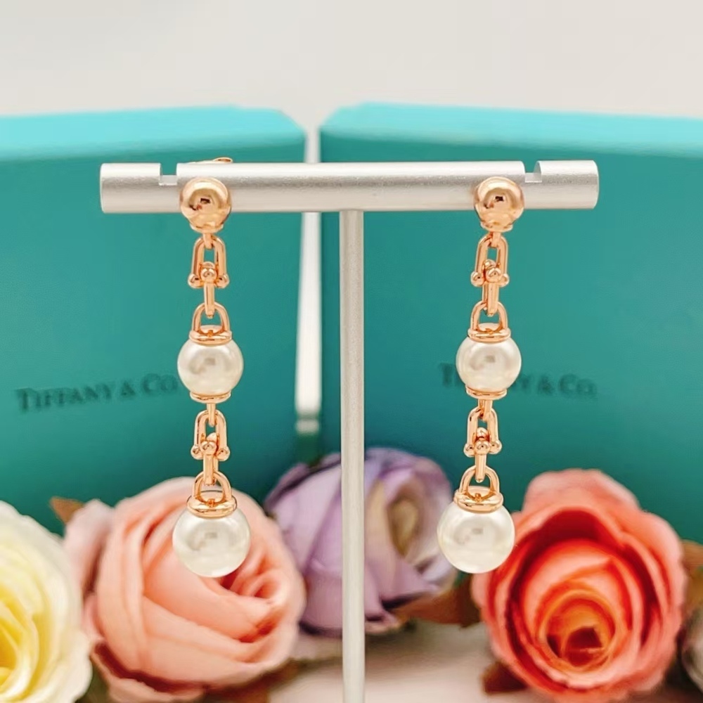 Tiffany & Co. Rose Gold Tassel Pearl Earrings